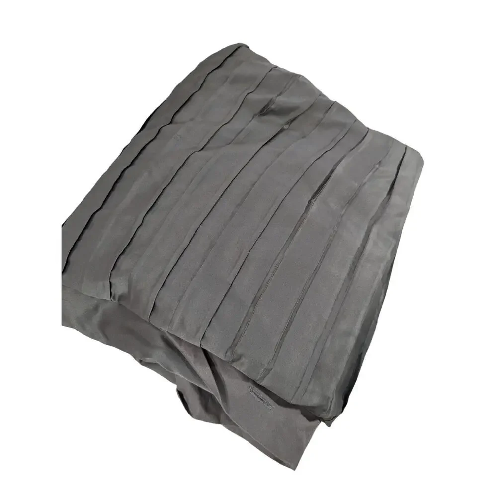 RICH, SATINY GRAY PIN TUCKED, MICRO PLEATED DUVET COMFORTER COVER! SZ FL/QN